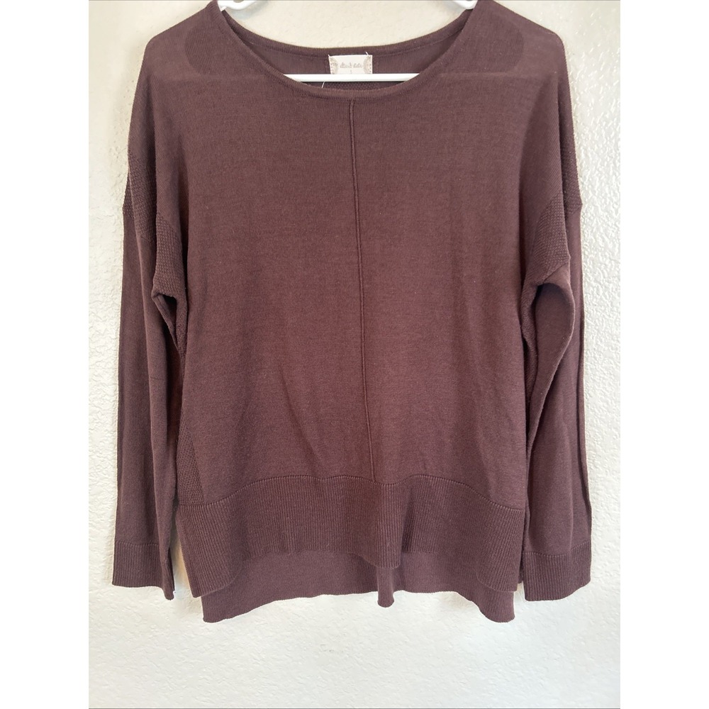 Altar'd State Brown Tunic Top Long Sleeve High Low Hem Soft Knit Sweater Sm